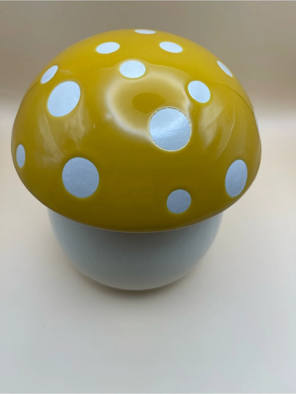 World Market Yellow Ceramic Mushroom Cookie Jar, NWT